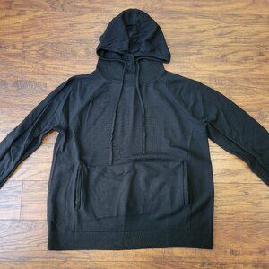 AWAY Travel Merino Wool Black Drawstring Pullover Hoodie sz XL EUC Basic Casual